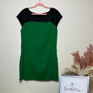 Express Green, Black and Cream Colorblock Dress